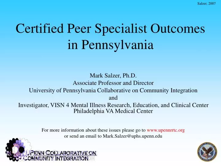 certified peer specialist outcomes in pennsylvania