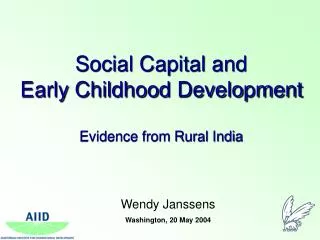 Social Capital and Early Childhood Development Evidence from Rural India