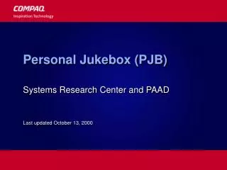 Personal Jukebox (PJB)