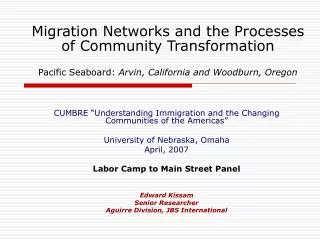 Migration Networks and the Processes of Community Transformation Pacific Seaboard: Arvin, California and Woodburn, Oreg