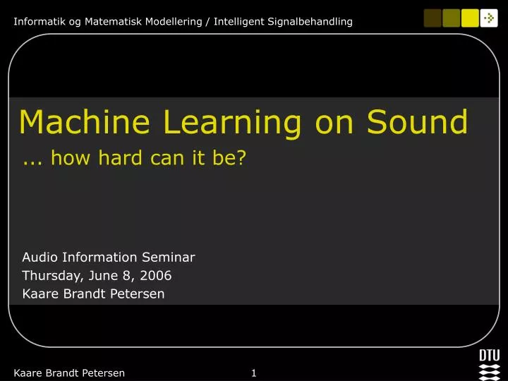 machine learning on sound