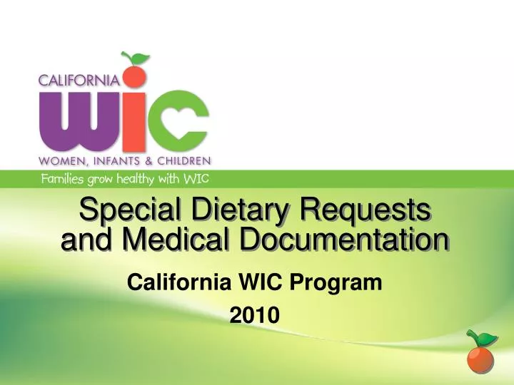 special dietary requests and medical documentation