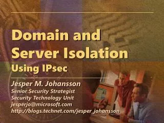 Domain and Server Isolation Using IPsec