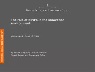 The role of NPO’s in the innovation environment