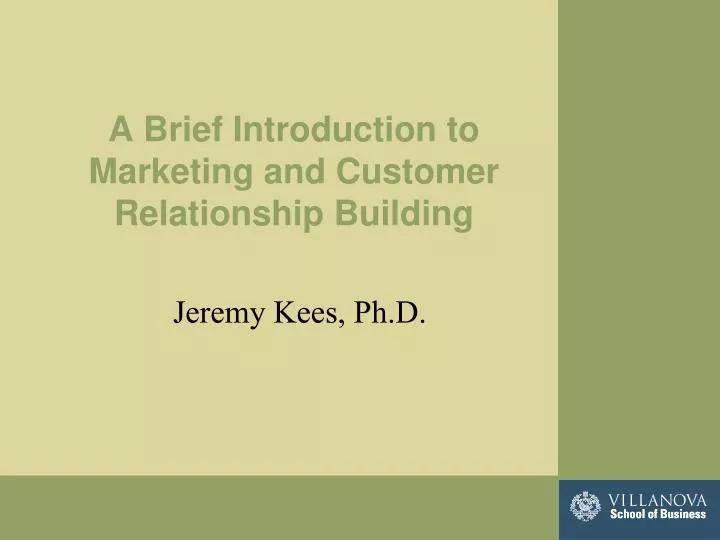 a brief introduction to marketing and customer relationship building