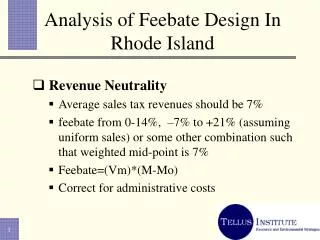 Analysis of Feebate Design In Rhode Island