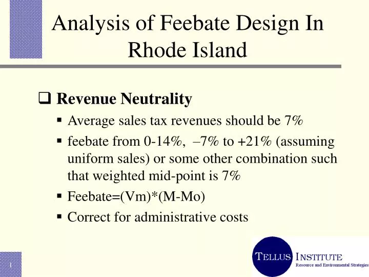 analysis of feebate design in rhode island