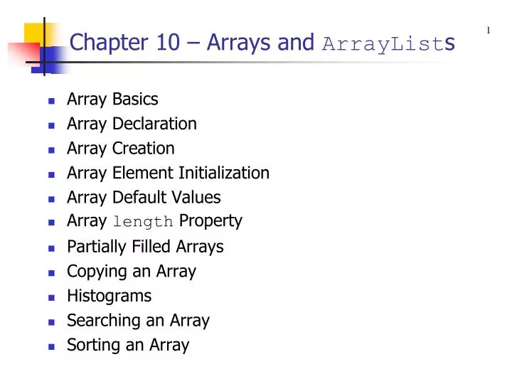 chapter 10 arrays and arraylist s