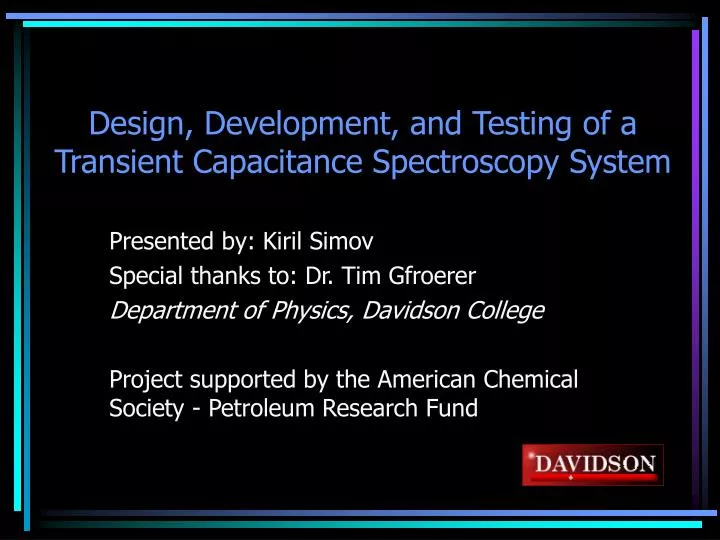 design development and testing of a transient capacitance spectroscopy system