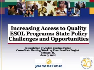 Increasing Access to Quality ESOL Programs: State Policy Challenges and Opportunities