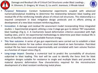 Damage and Residual Life of Critical Civil Structures under Blast Loadings ; H. Ghonem, O. Gregory, W. Visser, Q. Liu a