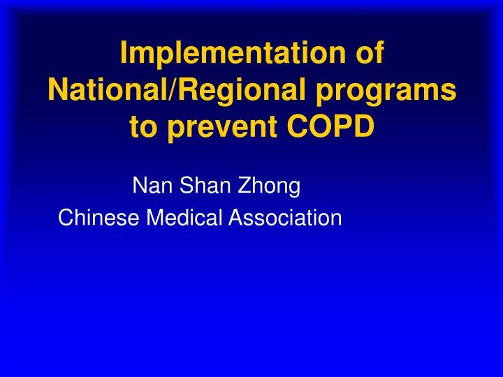 implementation of national regional programs to prevent copd