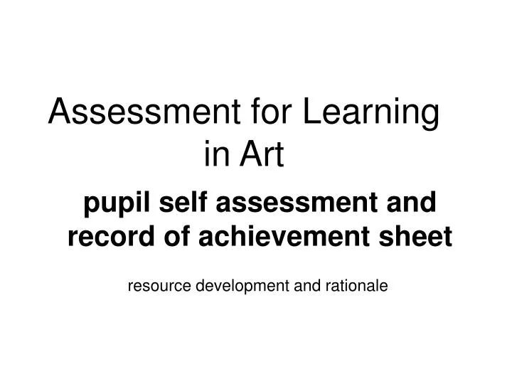 assessment for learning in art