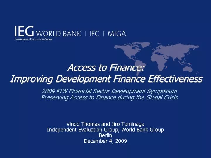 access to finance improving development finance effectiveness
