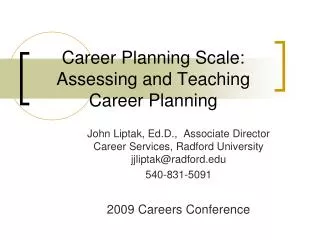 Career Planning Scale: Assessing and Teaching Career Planning