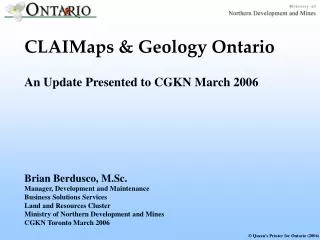 CLAIMaps &amp; Geology Ontario
