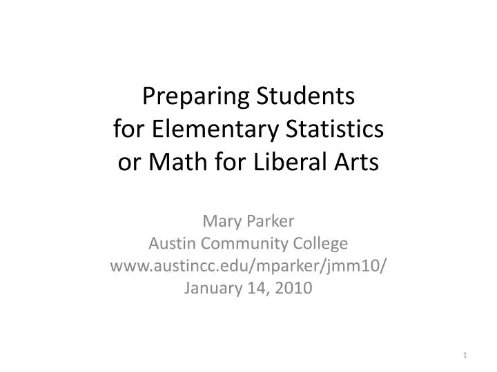 preparing students for elementary statistics or math for liberal arts