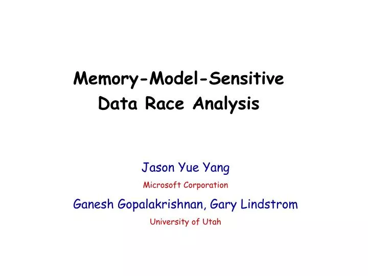 memory model sensitive data race analysis