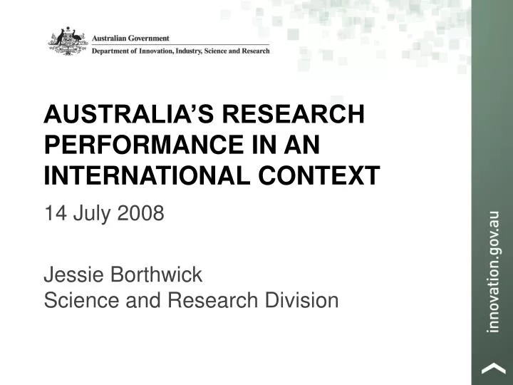 australia s research performance in an international context