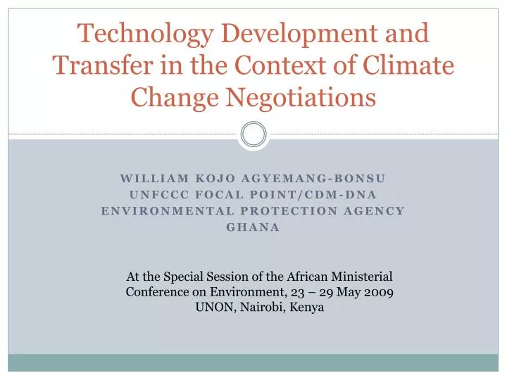 technology development and transfer in the context of climate change negotiations