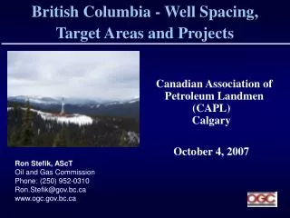 British Columbia - Well Spacing, Target Areas and Projects
