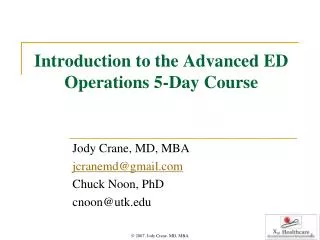 Introduction to the Advanced ED Operations 5-Day Course