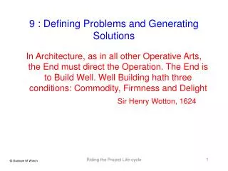 9 : Defining Problems and Generating Solutions