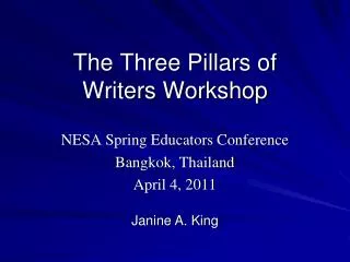 The Three Pillars of Writers Workshop