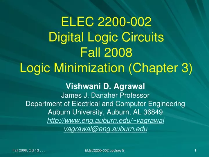 elec 2200 002 digital logic circuits fall 2008 logic minimization chapter 3