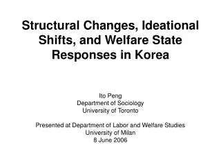 Structural Changes, Ideational Shifts, and Welfare State Responses in Korea