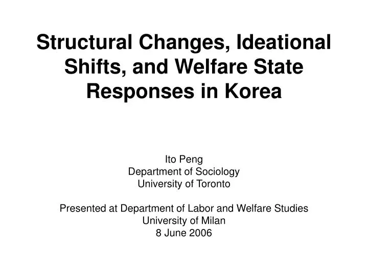 structural changes ideational shifts and welfare state responses in korea