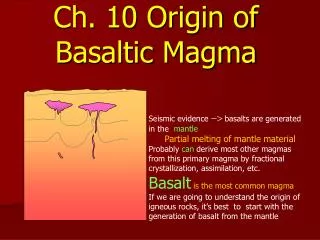 Ch. 10 Origin of Basaltic Magma