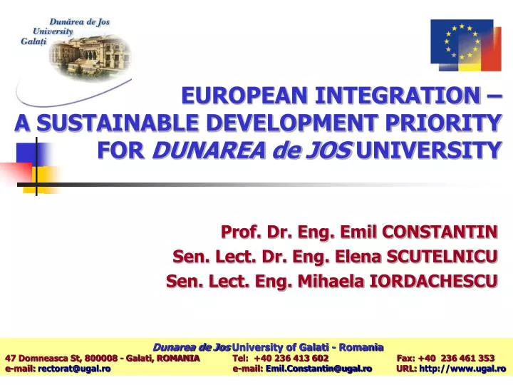 european integration a sustainable development priority for dunarea de jos university