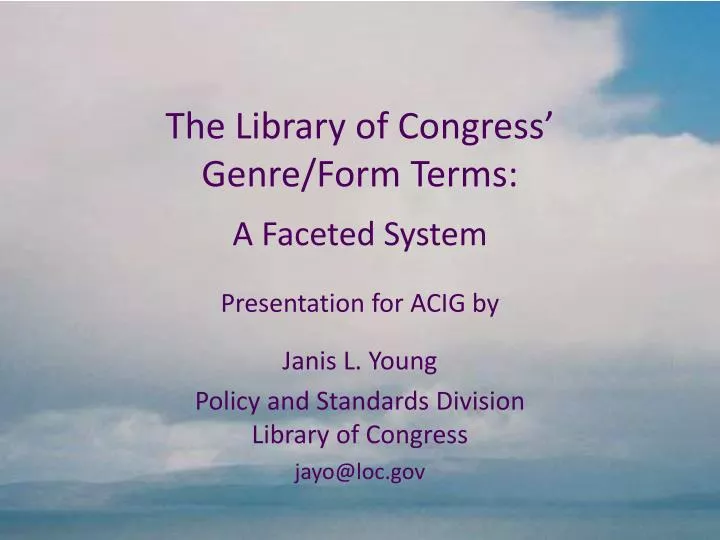 the library of congress genre form terms a faceted system