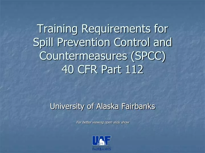training requirements for spill prevention control and countermeasures spcc 40 cfr part 112