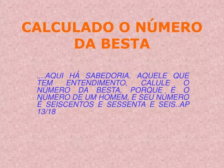 calculado o n mero da besta