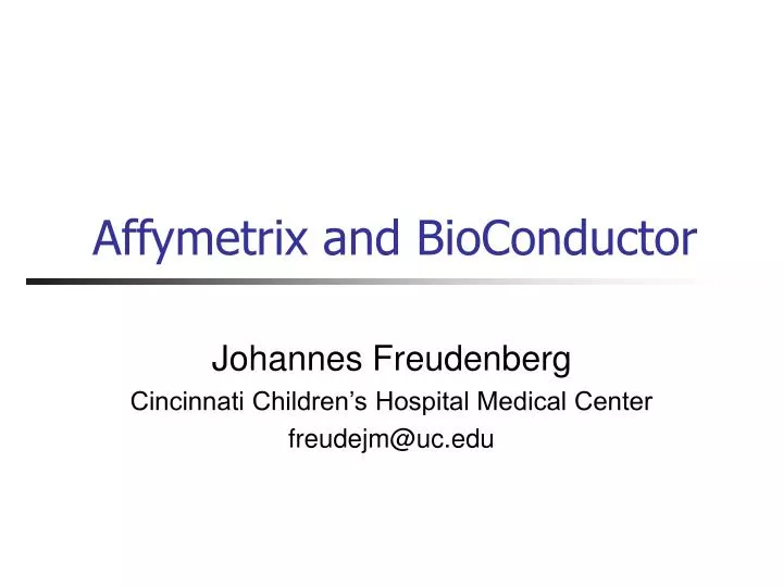 affymetrix and bioconductor
