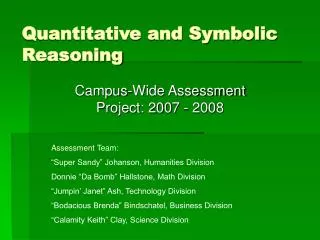 Quantitative and Symbolic Reasoning