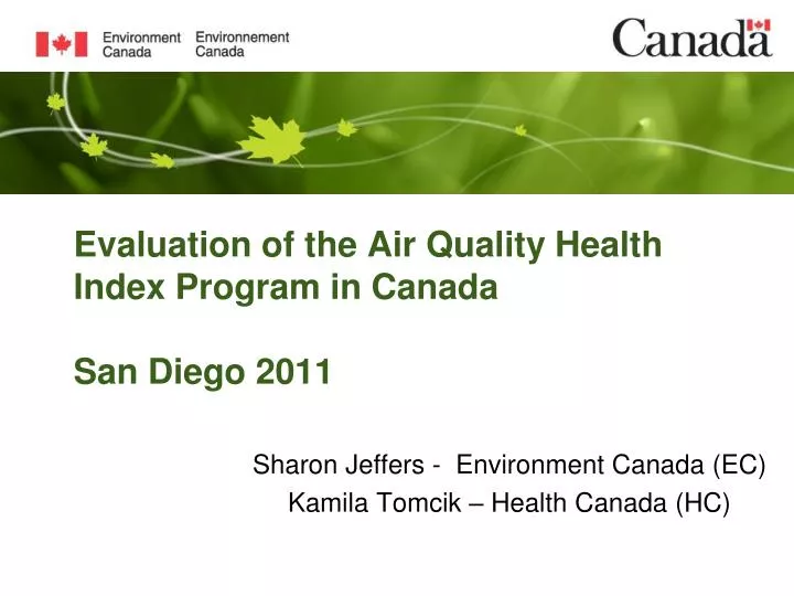 evaluation of the air quality health index program in canada san diego 2011