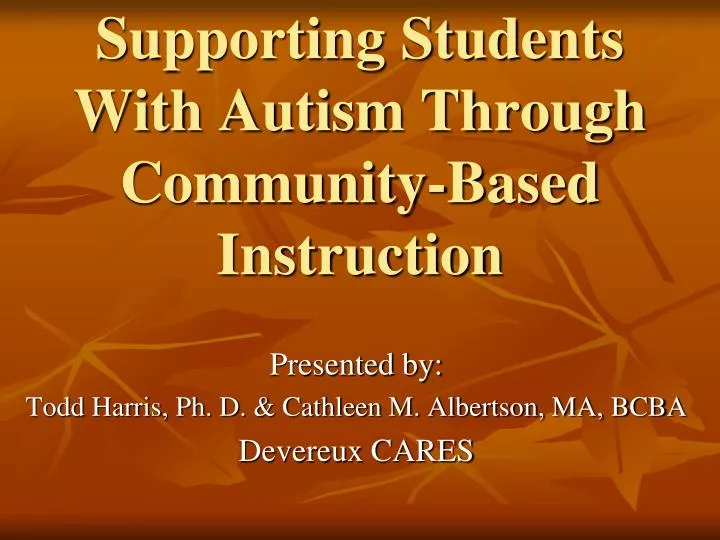 supporting students with autism through community based instruction