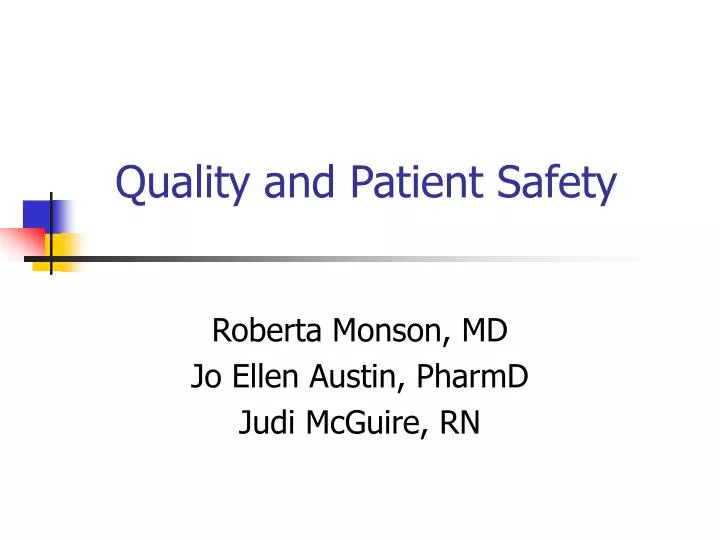 quality and patient safety