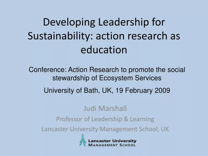 developing leadership for sustainability action research as education