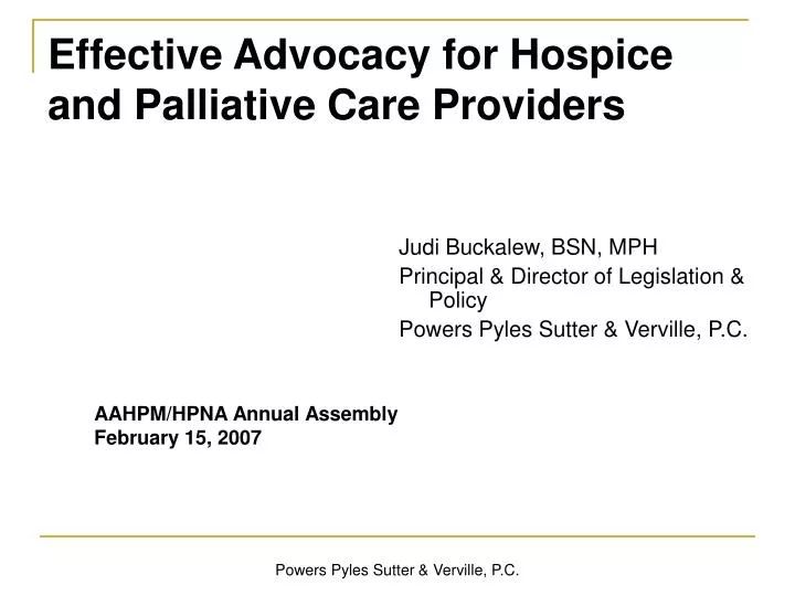 effective advocacy for hospice and palliative care providers
