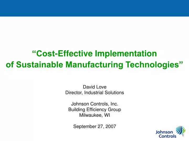 cost effective implementation of sustainable manufacturing technologies