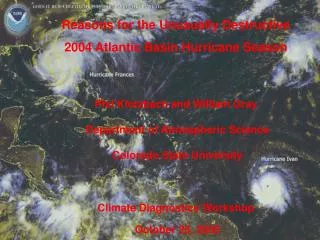 Reasons for the Unusually Destructive 2004 Atlantic Basin Hurricane Season Phil Klotzbach and William Gray Department o