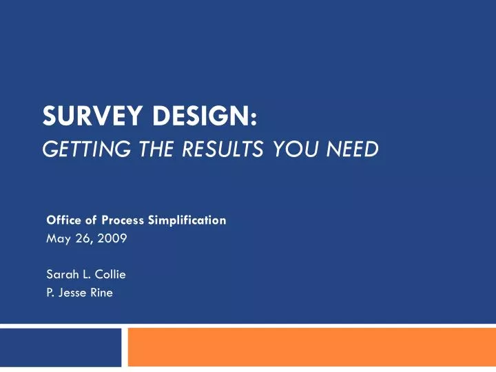 survey design getting the results you need