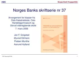 Norges Banks skriftserie nr 37