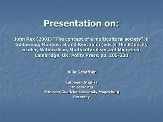 Julia Scheffler European Studies 5th semester Otto-von-Guericke-University Magdeburg Germany