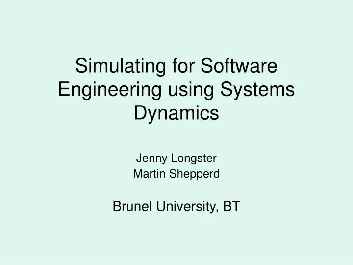 simulating for software engineering using systems dynamics