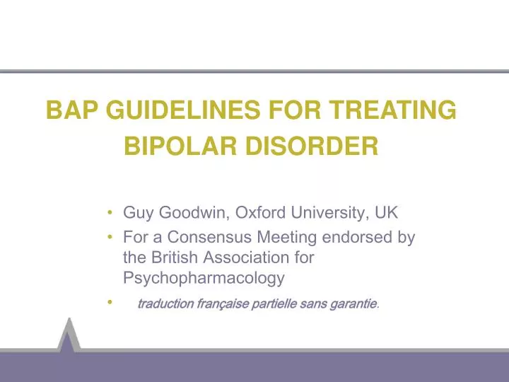 bap guidelines for treating bipolar disorder